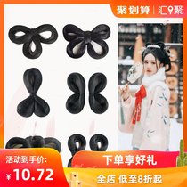 Hanfu ancient costume wig bag three-ring hair bun hand remnant party novice full hair Silk Soft Hair ring butterfly hair bag after pressing shape