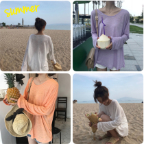 Seaside resort thin ins Wind bikini blouse hot spring swimsuit outside pullover T-shirt female sunscreen coat