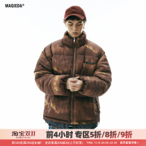 Macheda winter American tie-dye retro cotton clothes mens tide brand ins casual cotton clothes autumn and winter boys jackets