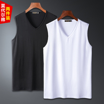 2 pieces) modal men's v-neck vest fitness racing basketball loose summer cotton sleeveless t-shirt men