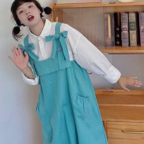 Autumn Japanese female students Korean version of loose doll collar lantern sleeve shirt cute wide leg straps two-piece suit
