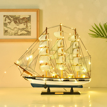  Nordic ins wind sailing boat model decoration smooth sailing small wooden boat solid wood simulation sailing boat decoration decoration