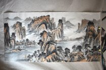 Meiqi Painting Academy four feet 1 4*0 7 meters landscape pure hand-painted Chinese painting calligraphy and painting to take the price of ink and wash