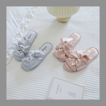 Summer new product temperament simulation silk bow fish mouth slippers home non-slip indoor soft-soled home shoes women