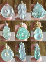 Senwen live broadcast No. 17 natural A goods jade green bamboo festival round brand Lotus Lotus Lotus Jade custom inlaid pendant