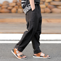 Boy summer fit long pants thin cotton anti-mosquito pants linen pants linen large size PP pants loose casual sports pants