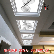 Modern minimalist ceiling decoration light luxury 3d art glass ceiling hollow flower grid porch ceiling light transparent acrylic