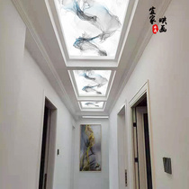 Light luxury new Chinese Nordic abstract art glass ceiling decoration aisle corridor living room transparent glass