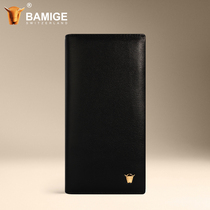 BAMIGE calf wallets mens long leather Tide brand casual youth thin top cowhide wallet soft