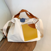 South Korea Ins moms bag out of light mother and baby bag large capacity splicing sails fabric Fashion Diagonal Satchel