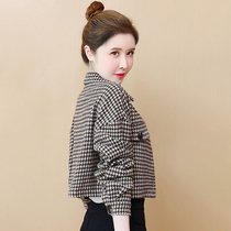 Early autumn thin houndstooth short jacket female spring and autumn 2021 new small jacket western retro top