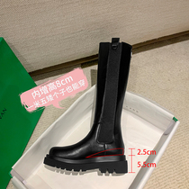2021 winter new genuine leather small guy inner heightening long cylinder boots high cylinder knight boots female thick bottom though knee-length boots