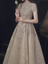 Bridal gown 202122 new temperament high-end small crowdword-served back door engagement banquet hosted evening gown