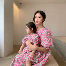 Fried Street Kiss on Mothers Woman Dress South Korea Child Clothing Foreign Air Korean Girl Loose Crumbles Blister Sleeves Dress