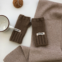 Half-cut hair gloves female winter cute semi-finger in soft sister Japanese student to write conveniently