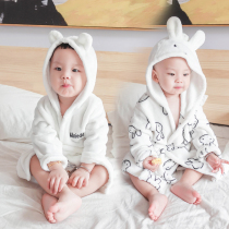 Baby bathrobe bath coral velvet pajamas children cute quick-drying long-sleeved Cape flannel photo dressing gown