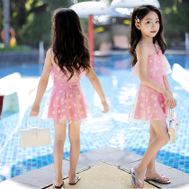 Childrens 2021 new swimsuit female one-piece princess skirt baby cute girls swimming trunks big childrens fashion swimwear