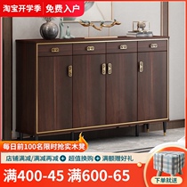  New Chinese shoe cabinet solid wood frame household door large-capacity light luxury entrance cabinet locker balcony storage partition cabinet