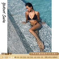 Yukari swim bikini small breasts gather thin swimsuit three-point sexy split black swimsuit women