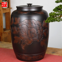 Pottery orangutan Yunnan Jianshui purple clay tea pot Puer tea storage tea sealed pot Ceramic large loose tea tank Water rice tank