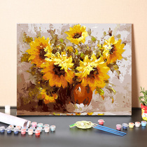 Digital oil painting diy filled sunflower flower hand painted decorative hanging painting to solve the problem of boring hand painting painting color filling oil color painting
