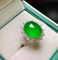 Jade ring pendant egg noodle jade ice seed natural Myanmar old pit A goods full of green sun green gold inlay with certificate