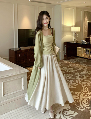 taobao agent Summer set, pleated skirt, for plus size ladies, fitted, three piece suit, for pear shaped body