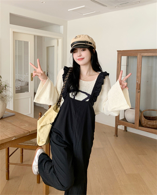 taobao agent Black suspenders, plus size, autumn, 2023 collection, city style