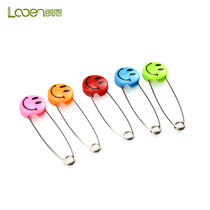 Multi-purpose pin cute smiley face medium pin color knitting Mark clasp stainless steel child safety pin