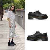 Liu Wen same leather 2021 autumn and winter low-top three holes retro British thick-soled boots Martin single shoes small leather shoes womens shoes