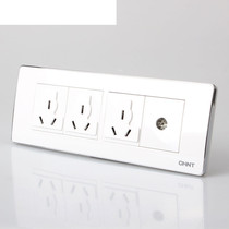 CHINT switch NEW5F magic silver 118 type four-position TV socket three-plug combination socket