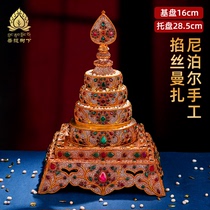 Nepal chokes Manza Panmana tea Luo Nepal handmade gems eight auspicious copper Manza square 16cm