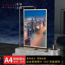  Looking for things cultural and creative original double-sided rotatable metal photo frame A4 set up wedding registration photo price list billboard