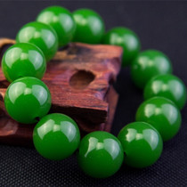 Xinjiang Hotan Kunlun Jasper bracelet chain pendant round beads spinach green men and women 10-18mm all