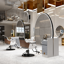 Douyin with the same net red barber shop mirror desk hair salon special with lights hair salon hair mirror cabinet integrated landing