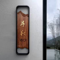 Box door number customized hotel B & B room number plate light-emitting room card Chinese hotel solid wood sign customized
