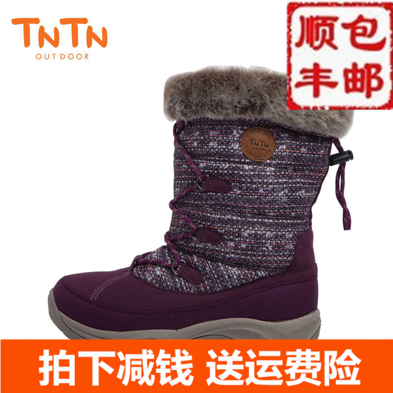 TNTN Korean version outdoor winter 2018 thick leisure warm waterproof down snowshoes ski-proof women's shoes and boots