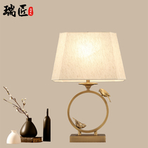 New Chinese desk lamp All copper bedroom bedside lamp Modern hotel retro tea room study room decoration led creative lamps