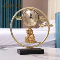  Light luxury Zen new Chinese clock table clock Modern light luxury fashion desktop personality decoration silent copper clock