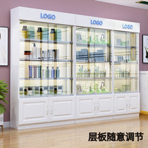 Display cabinet glass door product display cabinet hand-made commercial cosmetics beauty product display cabinet with light layer board adjustable