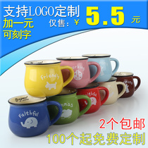 Breakfast milk cup color coffee mug Simple belly ceramic drinking cup with lid spoon logo custom lettering