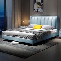 Bed modern simple leather bed 1 8 m double bed 2 m x2 m big bed master bedroom light luxury children 1 35 m bed