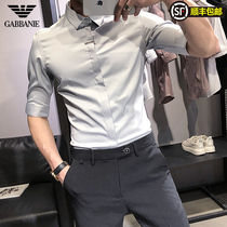 Chi Armania summer mens short-sleeved shirt Korean version of the trend handsome slim casual ice silk sleeve shirt