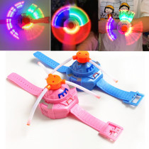 2020 new luminous toy music wrist watch rotating windmill watch colorful night market stall square hot sale