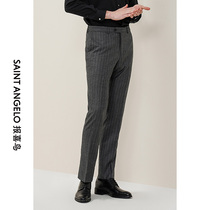 Newsbird 2021 autumn new men's business casual striped wool trousers waist straight men's professional suit pants