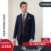 Zhang Ruoyun same newspaper bird men Business casual striped suit jacket two buckles wool slim suit man