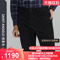 Happy bird 2021 autumn new men Business Leisure Black Cow trend jeans waist slim long pants men