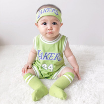 Conjoined clothes baby summer clothes Harvest sleeveless one-piece sports slim fit baby basketball climbing to the newborn triangle foreign air