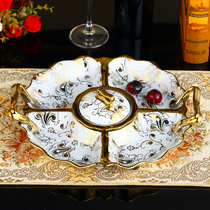 European ceramic fruit plate creative style home snack plate split candy wedding wedding dry fruit nut plate