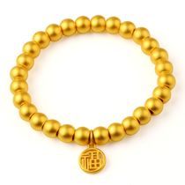Ancient gold bracelet Female small gold bead bracelet 999 pure gold transfer beads Blessing word inheritance bracelet 8mm gold bead hand string